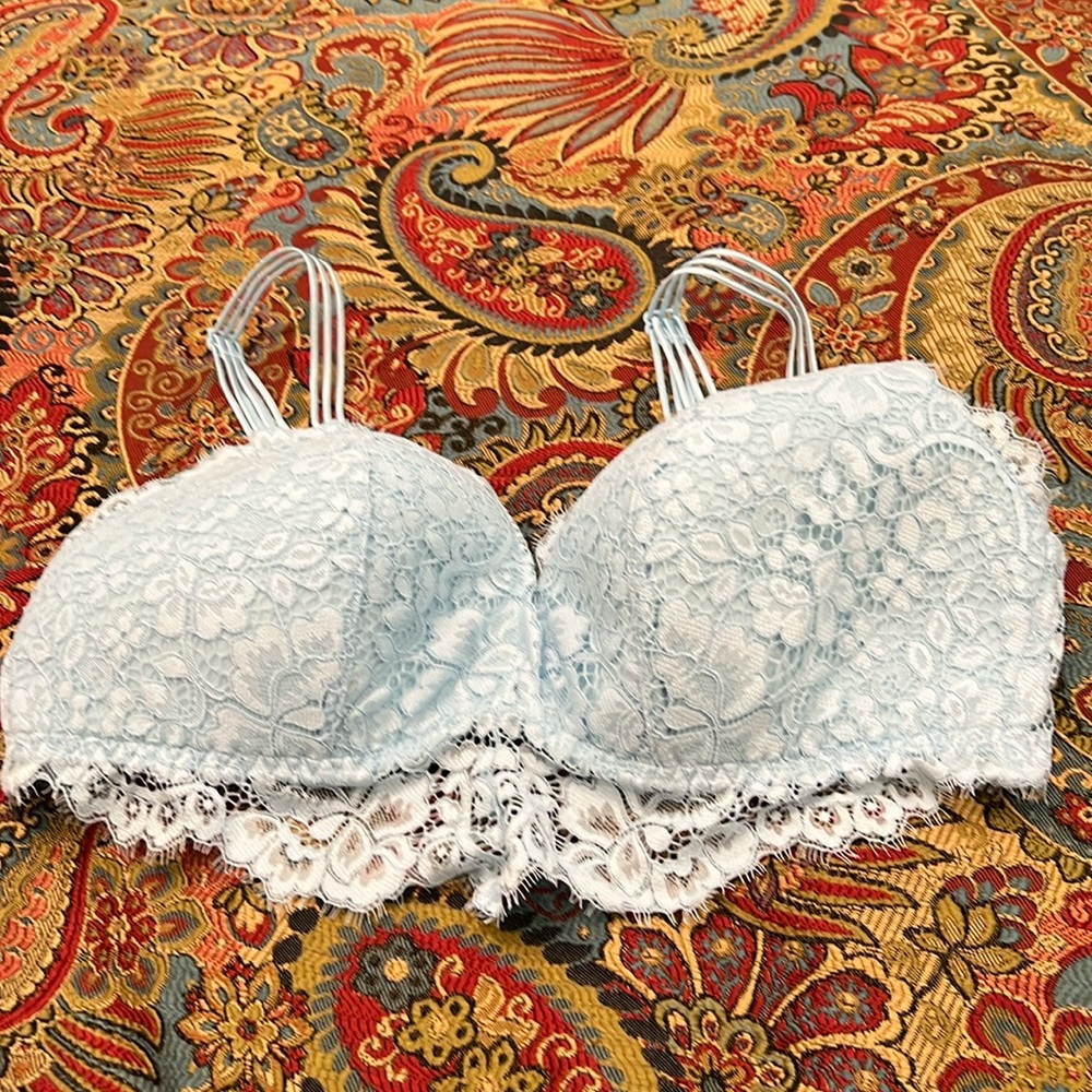 Blue lace bra